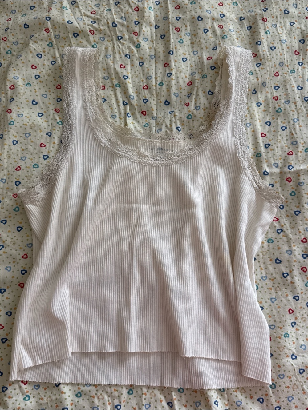 brandy melville white basic cropped lace tank top one size